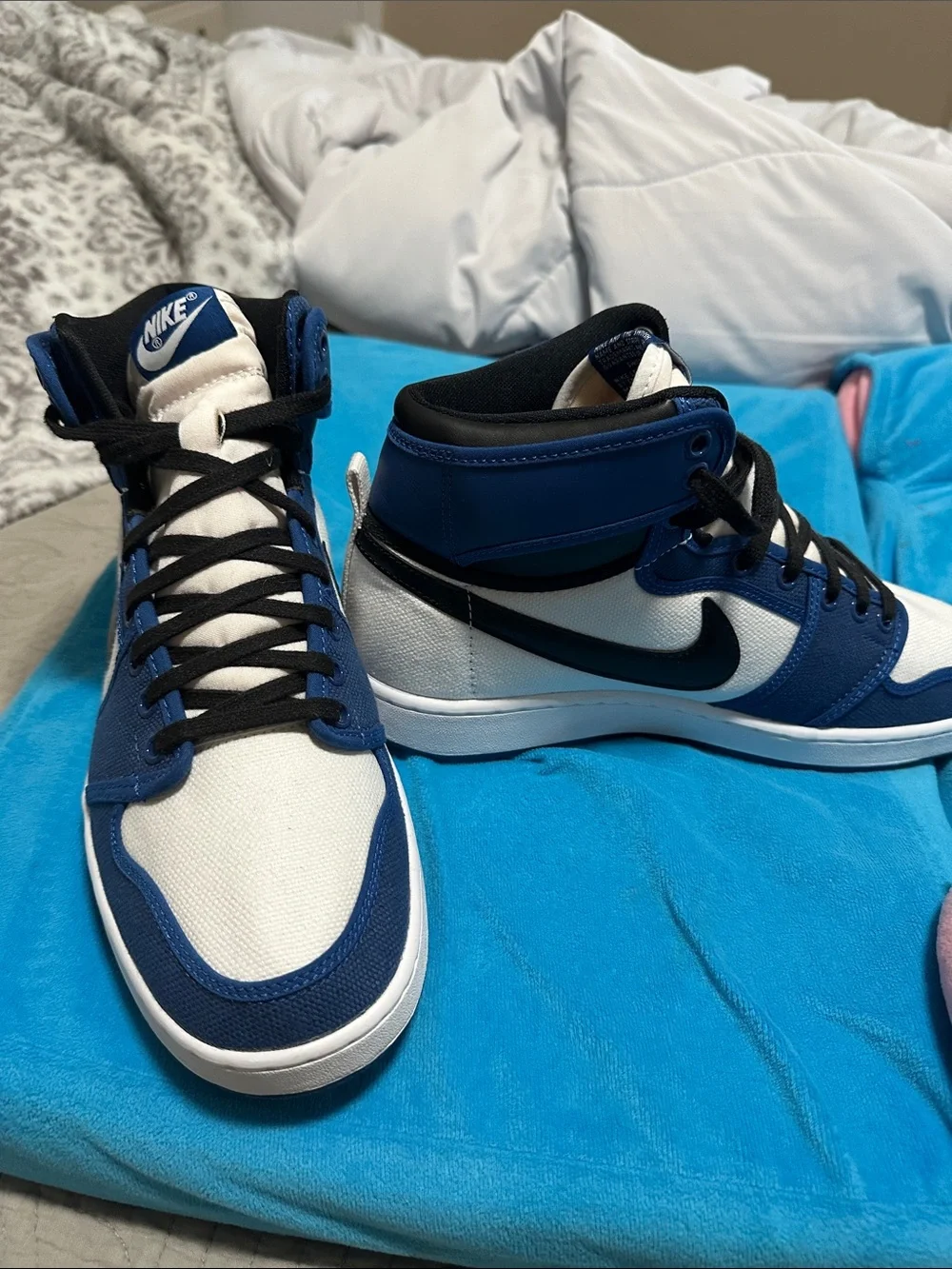 Nike Men’s High-Top Sneakers in Blue, Black & White